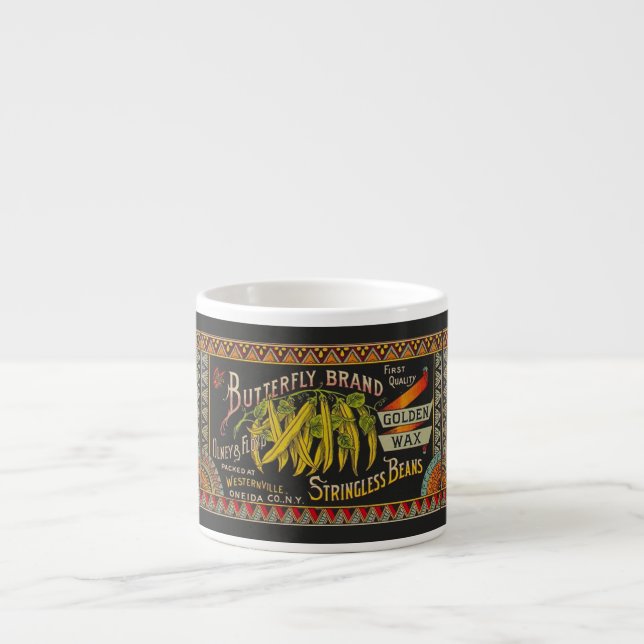 String Bean Label Vegetable Country Espresso Cup (Front)