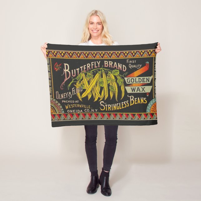 String Bean Label Vegetable Country Fleece Blanket (In Situ)