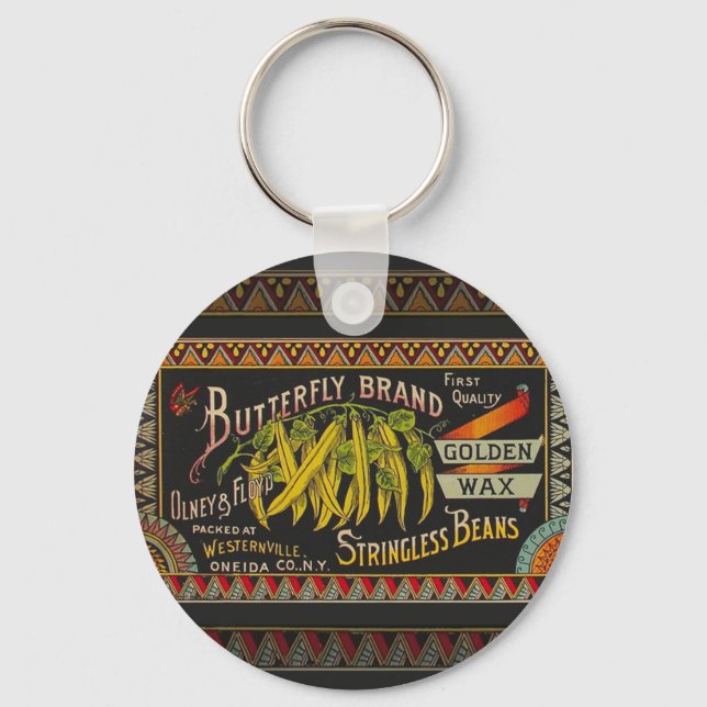 String Bean Label Vegetable Country Key Ring (Front)