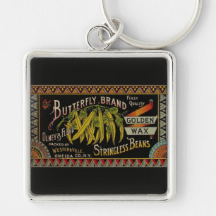 String Bean Label Vegetable Country Key Ring