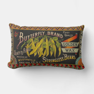 String Bean Label Vegetable Country Lumbar Cushion
