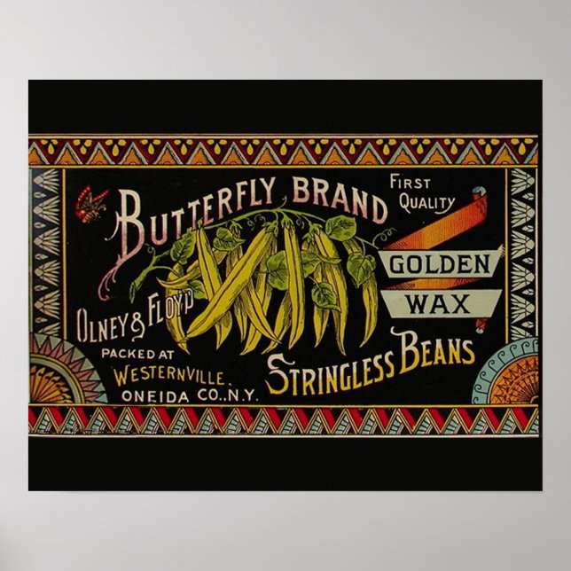 String Bean Label Vegetable Country Poster (Front)