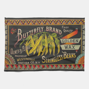 String Bean Label Vegetable Country Tea Towel