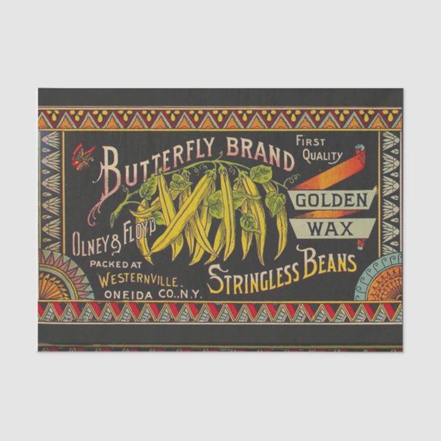 String Bean Label Vegetable Country Tissue Paper (Front)