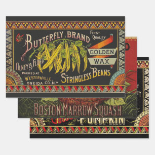 String Bean Label Vegetable Country Wrapping Paper Sheet