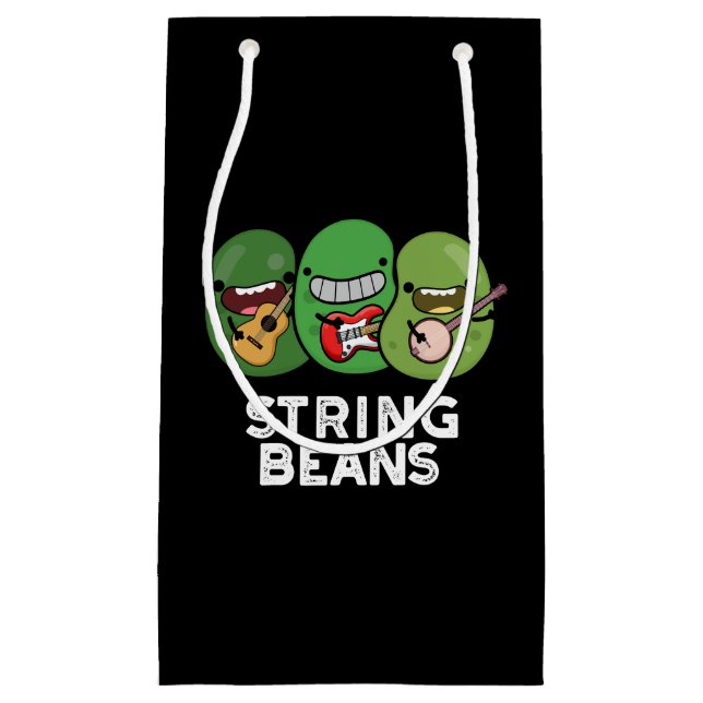 String Beans Funny Vegetable Pun Dark BG Small Gift Bag (Front)