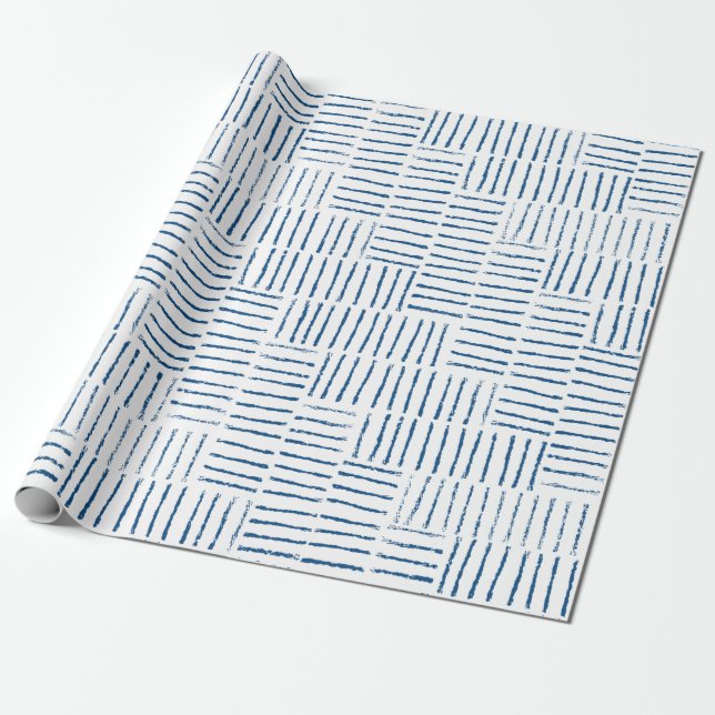 String Herringbone - classic blue Wrapping Paper (Unrolled)