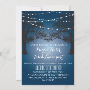 String light and tree modern wedding invitation