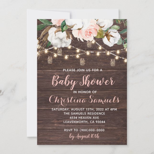 String Light Baby Shower Invitation (Front)