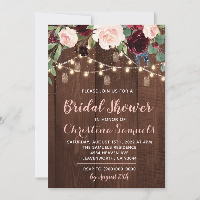 String Light Bridal Shower Invitation (Front)