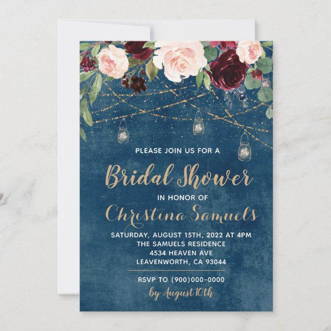 String Light Bridal Shower Invitation (Front)