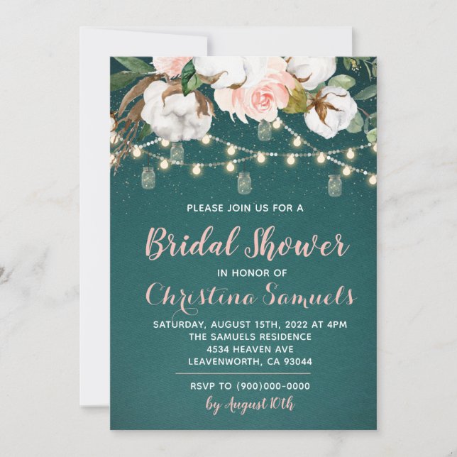 String Light Bridal Shower Invitation (Front)
