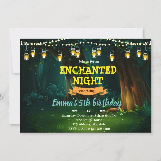 String light enchanted night invitation (Front)