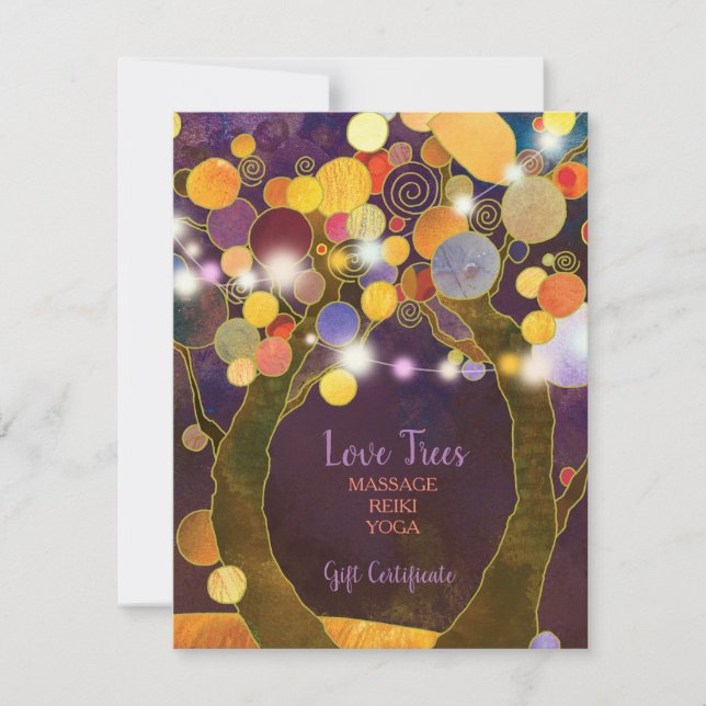 String Light Love Trees Business Gift Certificates (Front)