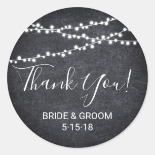 String light on chalkboard favour label