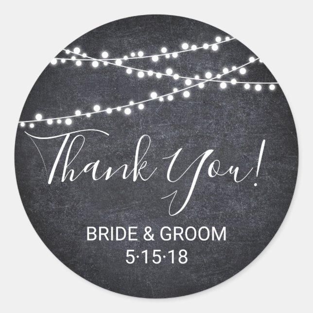 String light on chalkboard favour label (Front)