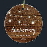 String light Rustic Wood Anniversary Ornament Gift<br><div class="desc">String light Rustic Wood Anniversary Ornament Gift
Personalised with your own name,  event,  and year!</div>