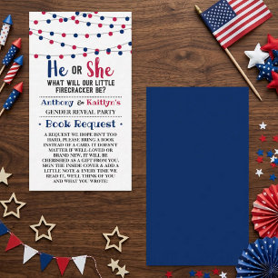 String Lights 4th Of July Gender Reveal Party Enclosure Card