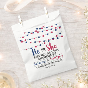 String Lights 4th Of July Gender Reveal Party Favour Bag