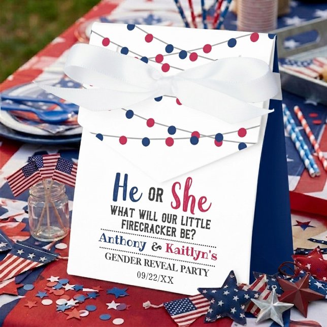 String Lights 4th Of July Gender Reveal Party Favour Box (Creator Uploaded)