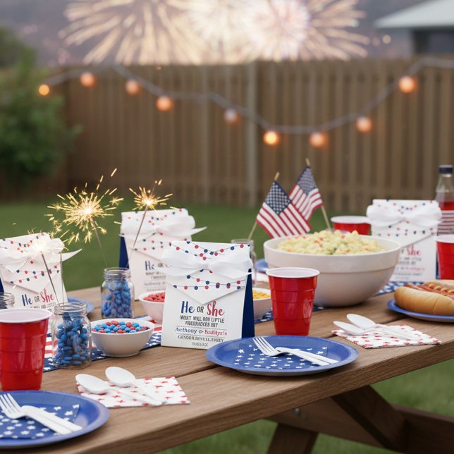 String Lights 4th Of July Gender Reveal Party Favour Box (Creator Uploaded)