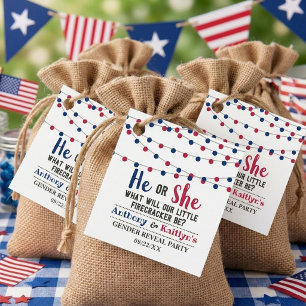 String Lights 4th Of July Gender Reveal Party Favour Tags