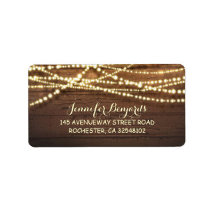 String Lights and Barn Wood Rustic Label