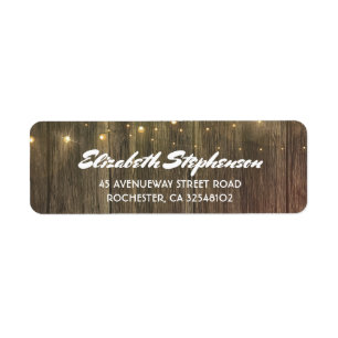 String lights and Barn wood Rustic Return Address Label