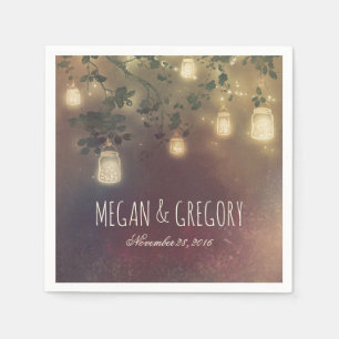 String Lights and Mason Jars Rustic Country Napkin