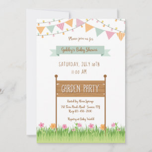 String Lights and Party Flags Baby Shower Invitation
