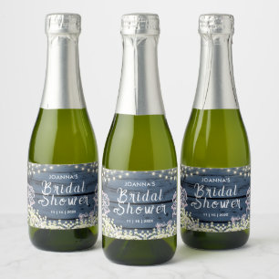 String Lights Baby's Breath & Lace   Blue Wood Sparkling Wine Label