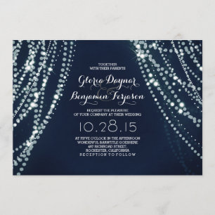 String lights Backdrop Romantic Wedding Invitation