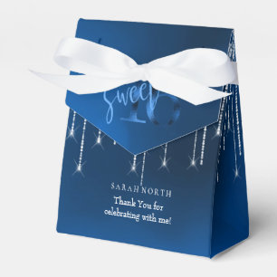 String Lights & Balloons Sweet 16 Dk Blue ID473 Favour Box