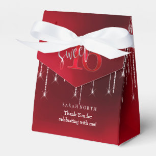 String Lights & Balloons Sweet 16 Red ID473 Favour Box