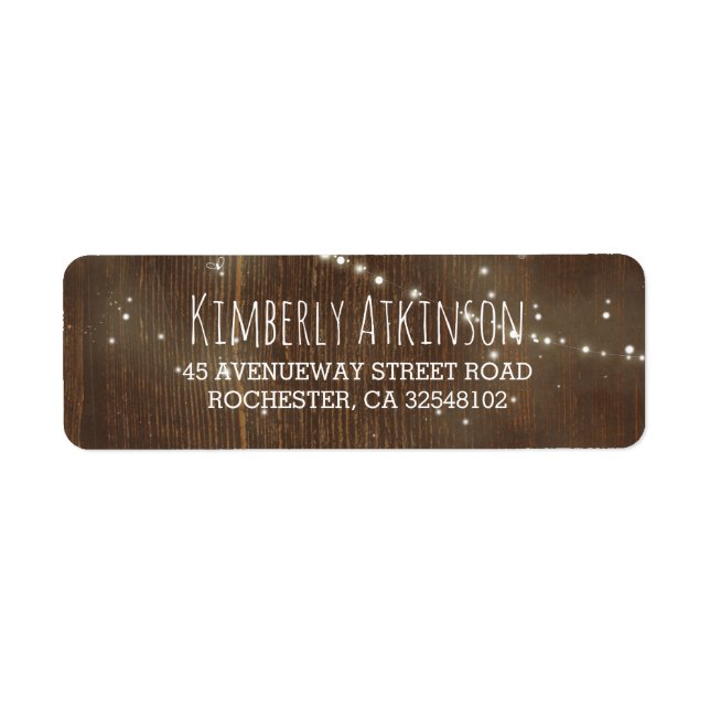 String Lights Barn Wood Rustic Return Address Label (Front)