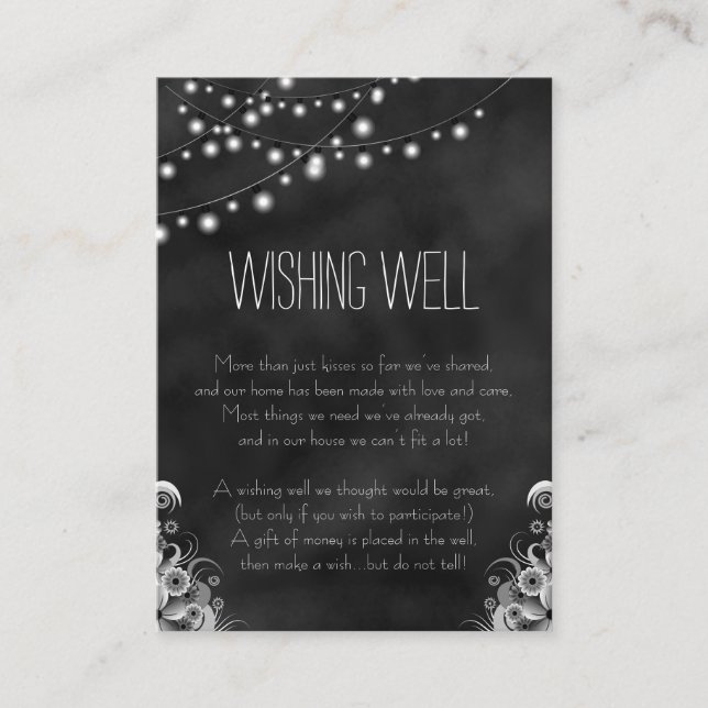 String Lights Black Chalkboard Wishing Well Enclosure Card (Front)