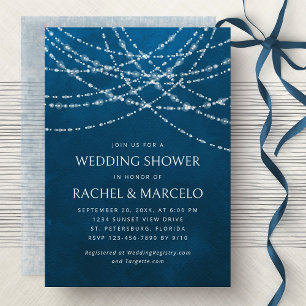 String Lights Blue Couples Wedding Shower Invitation