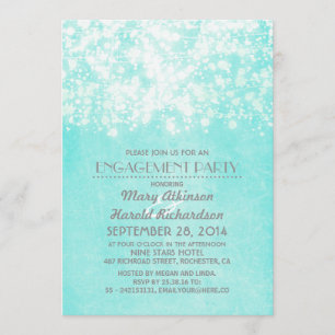string lights blue engagement party invitation