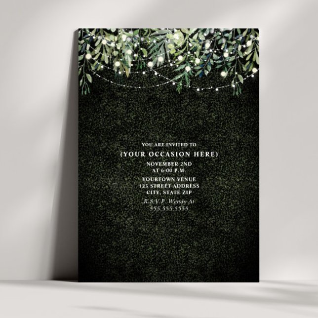 String Lights Botanical Boxwood Generic Party Invitation (Creator Uploaded)