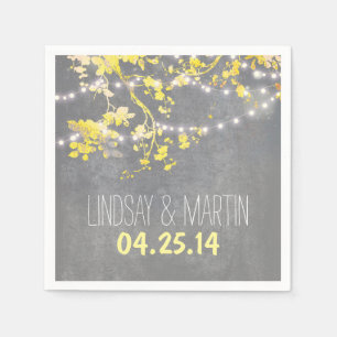String Lights Branches Rustic Garden Wedding Napkin