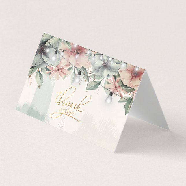 String Lights,Brush Stroke,Floral Thank You Card (Front)