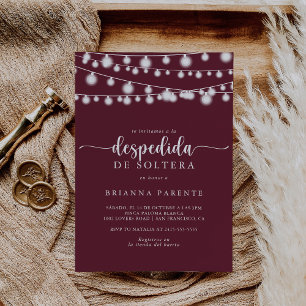 String Lights Burgundy Spanish Bridal Shower  Invitation