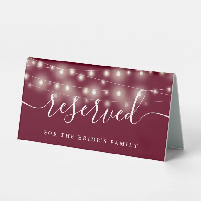String Lights Burgundy Wedding Reserved (Front)