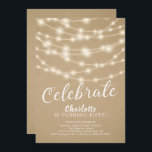 String Lights Celebrate 50th Birthday Invitation<br><div class="desc">Modern string lights celebrate birthday invitation set on a popular kraft background.  View our matching  back for an extra special touch.</div>