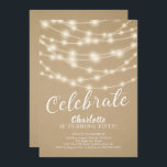 String Lights Celebrate 50th Birthday Invitation<br><div class="desc">Modern string lights celebrate birthday invitation set on a popular kraft background.  View our matching  back for an extra special touch.</div>