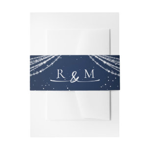 String Lights Celestial Wedding Invitation Belly Band