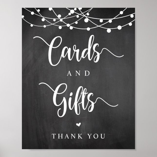 String Lights, Chalkboard Wedding Cards and Gifts Poster (Front)
