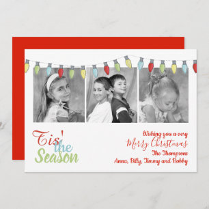String Lights Christmas Photo Card Multi Photo