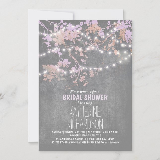 String lights cute and fancy bridal shower invitation (Front)
