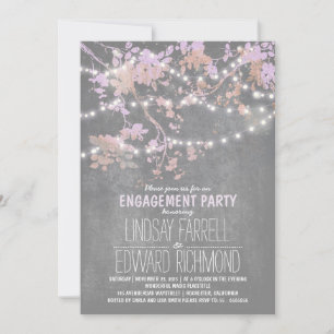 String lights cute and fancy engagement party invitation